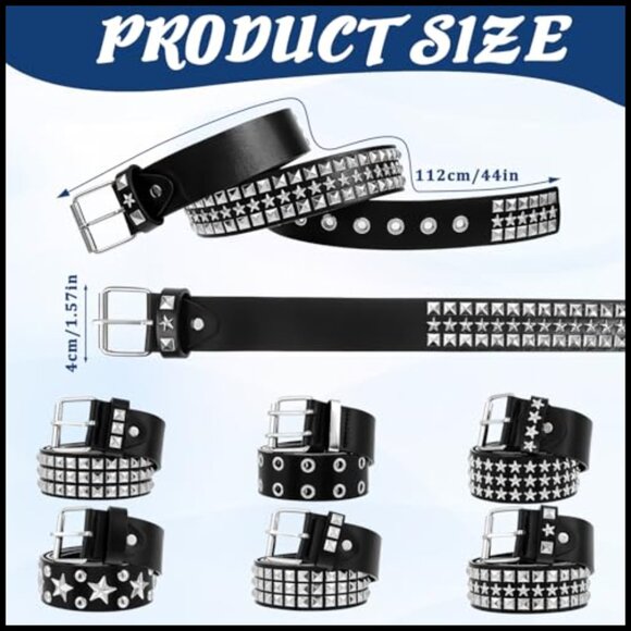 Faux Leather Studded Belt Set, 6 Piece Punk Style Accessories main image 5